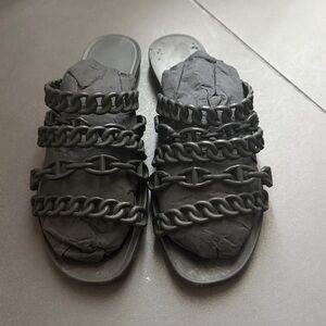 Hermes chaine d'ancre rubber sandal black size 39- US 8